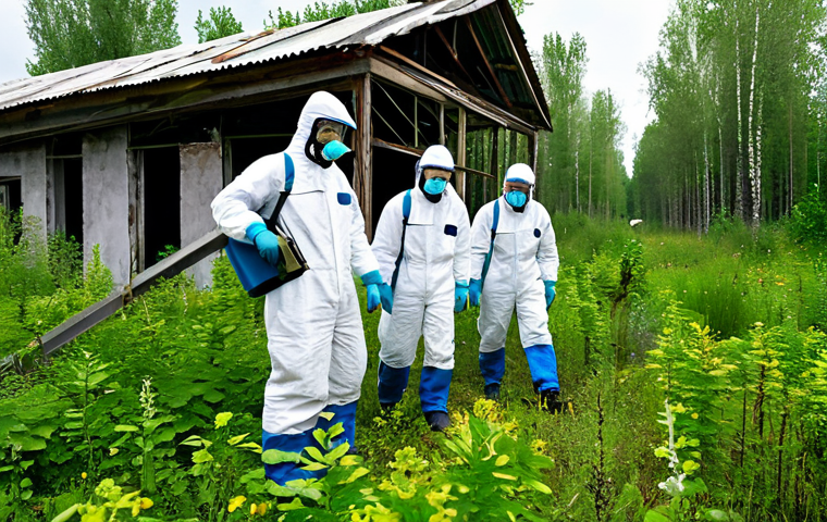 Chernobylecology Restoration**

"A team of scientists in fully protective gear studying plant life thriving in the Chernobyl Exclusion Zone, with a focus on resilient species; the background shows the iconic, decaying structures partially reclaimed by nature; fully clothed, appropriate content, safe for work, perfect anatomy, natural proportions, professional photography, high quality, vibrant colors, daytime setting."

**