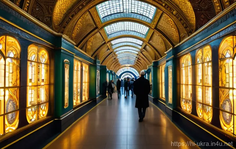우크라이나 지하철 이용법 - **Prompt:** A breathtaking wide shot of the 'Zoloti Vorota' (Golden Gate) metro station in Kyiv, Ukr...