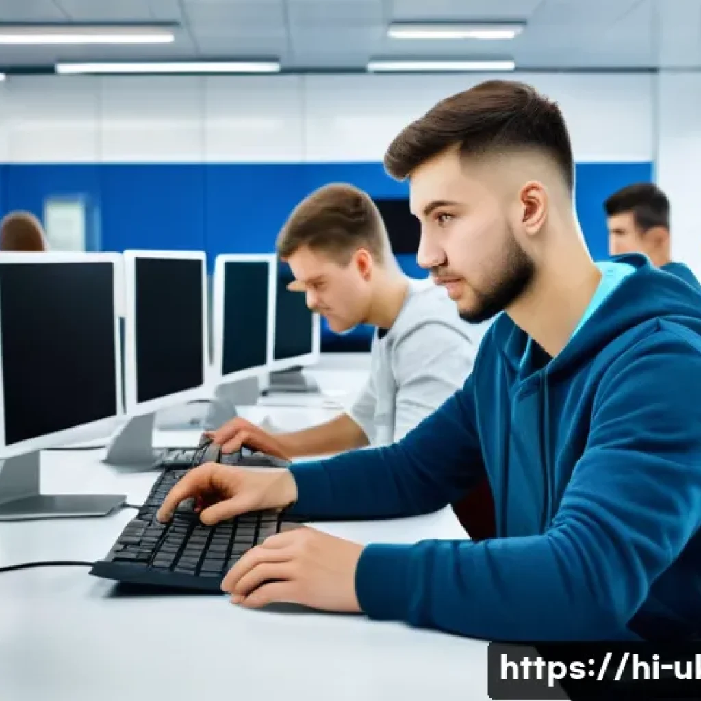 우크라이나 대학 순위 - A modern Ukrainian technical university campus scene showing diverse international students in casua...