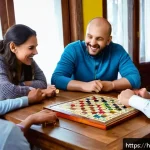 Home 21 우크라이나에서 유명한 보드게임 - A lively scene of a diverse group of friends and family members sitting around a wooden table playin...