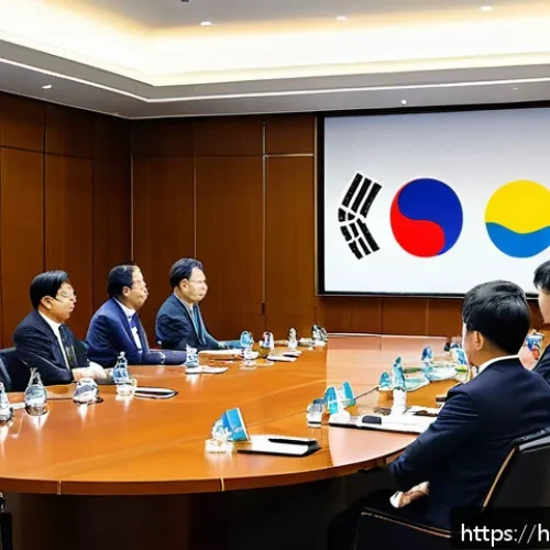 Home 30 우크라이나와 한국 관계 - A detailed scene of a diplomatic meeting between South Korean and Ukrainian high-level delegates in ...