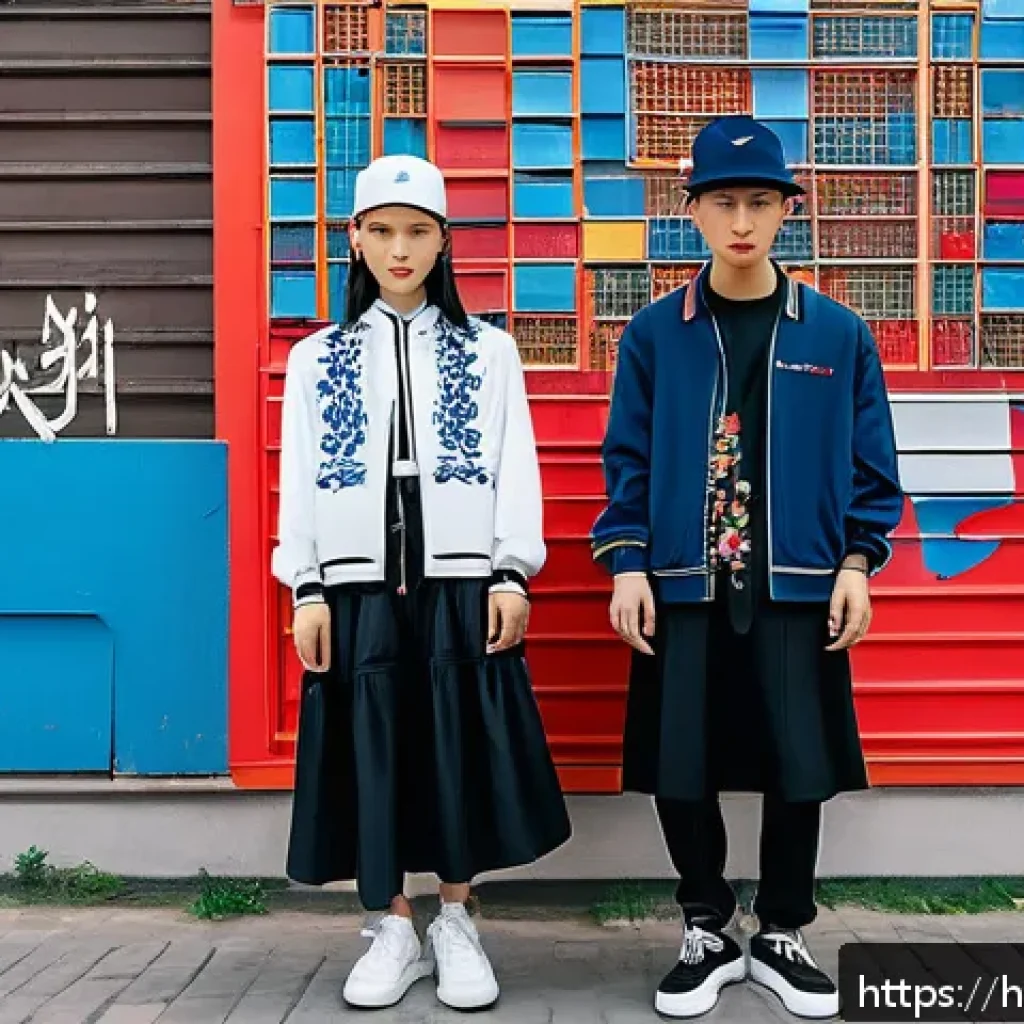 우크라이나 한류 인기 - A vibrant street scene in Kyiv showcasing young Ukrainian men and women wearing fusion fashion that ...